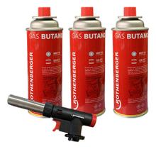 Kit Maçarico Portátil Super Fire + 3 Gás Butano Rothenberger