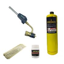 Kit Maçarico Portátil Tipi T.A mais Gás Mapp mais 10 Varetas Foscoper mais Fluxo