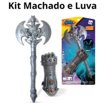 Kit Machado e Luva Medieval Brinquedo Bárbaros Guerreiros