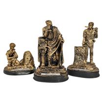 Kit Maçom Aprendiz Companheiro Mestre Resina Branco eDourado