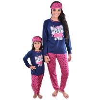 Kit Mãe e Filha 2 Pijamas - 1 Adulto e 1 Infantil Longo Estampa Raposa