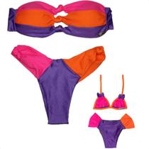 Kit Mãe E Filha Biquíni sem alça Com Calcinha Fio Dental