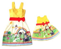 Kit Mãe e Filha Vestido Mundo Bita Fazendinha Infantil