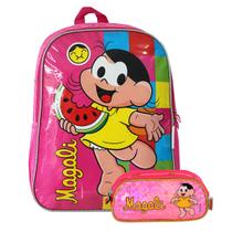 Kit Magali Mochila Escolar De Alças e Estojo Três Bolsos
