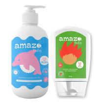 Kit Magia e Suavidade Amazo Baby - Sabonete Cabeça aos Pés Boto-Cor-de-Rosa (250ml) e Creme Preventivo de Assaduras