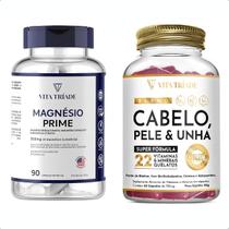 Kit Magnésio 350mg 90 Cáps + Cabelo, Pele e Unha 60 Cáps