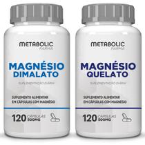 Kit Magnesio Dimalato Quelato Bisglicinato 500Mg 240cápsulas Metabolic Farma