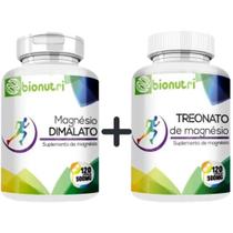 Kit magnesio l treonato magnesio dimalato 100% puro 120caps por pote