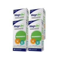 Kit Magnésio Magnaliv c/ 30 cpr cada (4 unidades) Kit Magnésio Magnaliv c/ 30 cpr cada (4 unidades)