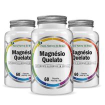 Kit Magnésio Quelato 3x 60 Capsulas Cada - Flora Nativa Kit Magnésio Quelato 3x 60 Capsulas Cada - Flora Nativa