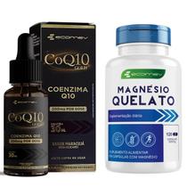 Kit Magnesio Quelato Coenzima Q10 200mg Gotas Sublingual Sabor Maracuja Ecomev