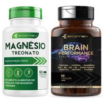 Kit Magnesio Treonato Brain Performance Cafeina Tirosina Taurina Inositol 120Cáps Ecomev