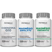 Kit Magnesio Treonato Dima la to Coenzima Q10 500Mg 120 Cápsulas Metabolic Farma