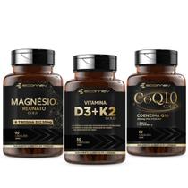 Kit Magnesio Treonato L Tirosina Coenzima Q10 200mg D3 2.000ui K2 Mk7 149mcg 180cáps Ecomev