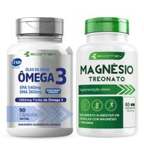 Kit Magnésio Treonato + Omega 3 Ultra 1360Mg Epa Dha Cert. Pureza Ifos 150cáp
