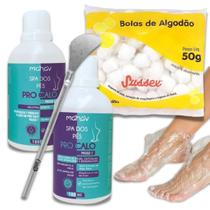 Kit Mahav Spa dos Pés Pro Calo Amolecedor e Neutralizador Espátula Plantar 222 mais 10 Botinhas Descartáveis e Algodão Bolinha 50g
