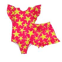 Kit Maiô E Shorts Infantil Menina Proteção Uv Praia Piscina Kit Maiô E Shorts Infantil Menina Proteção Uv Praia Piscina