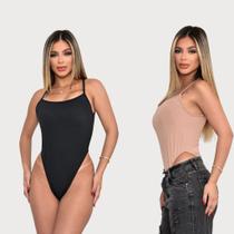 Kit Maio Feminino Com Bojo Alcinha Body Cavado Tecido Suplex Moda Praia Verão