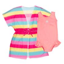 Kit Maiô Liso + Saída de Praia Tule Infantil Natação Menina Kit Maiô Liso + Saída de Praia Tule Infantil Natação Menina