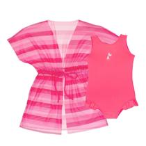 Kit Maiô Liso + Saída de Praia Tule Infantil Natação Menina Kit Maiô Liso + Saída de Praia Tule Infantil Natação Menina