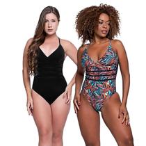 Kit Maiô Modelador Liso e Estampado Com Bojo Removível