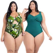 Kit Maiô Plus Size Chapa Barriga Liso Estampado Com Bojo