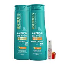 Kit Mais Nutrição 1 Shampoo 1 Condicionador 350 ML Bio Extratus + Presente Lourre 15ml