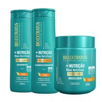 kit Mais Nutrição 1 Shampoo 1 Condicionador 350ml 1 Mascara 500g Bio Extratus