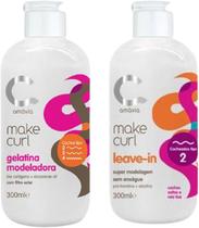 Kit make curl gelatina + leave-in tipo 2 amávia