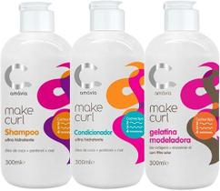 Kit make curl shampoo + condicionador + gelatina amávia