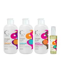 Kit Make Curl (Shampoo, Condicionador, Gelatina Modeladora, Serum Oil) Amávia