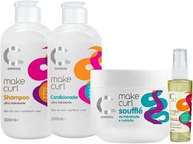 kit make curl shampoo+condicionador+mascara+oil umectante