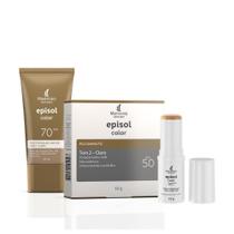 Kit Make FPS Episol Color Pó Compacto + Base + Stick tom2 Kit Make FPS Episol Color Pó Compacto + Base + Stick tom2