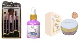 Kit Make Pinceis Meilys +Lagrima de Unicórnio + Iluminador