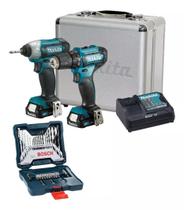 Kit Makita 12V Parafusadeira Impacto e Furadeira kit broca ponta maleta CLX224SAX