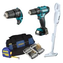 Kit Makita Furadeira Parafusadeira Hp331 dwyp e Aspirador Cl106dzw 12v c Bolsa Irwin 16