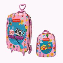 Kit Mala 3D e Lancheira Barquinho Infantil Rosa Fisher Price
