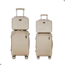 Kit Mala 4 Peças, 2 Malas com Rodinha 2 Necessaire Frasqueira, com Fechadura TSA, Senha Segura, Resistente, Viagem, Reforçada