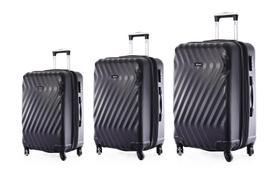 Kit Mala Abs Paris Preto 4 Rodas 3 Peças