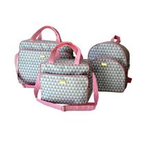 kit mala bebê 3 pçs Exclusiva Bolsa C/ MOCHILA Rosa Escola