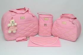 Kit Mala Bolsa Maternidade Menina 4 Peças Rosa