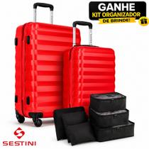 Kit Mala Bordo 10kg E Média 23kg Para Despachar, ABS Super Resistente e Cadeado Embutido, Original Sestini com Garantia Vitalícia
