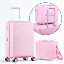 Kit Mala Bordo 10Kg + Frasqueira Joy Pp Rodas 360º Cor:Rosa