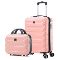 Kit Mala Bordo Com Frasqueira Bagagem de Mão ABS Rígido