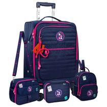 Kit Mala Bordo Escolar 2 Lancheiras Estojo Box Luluca
