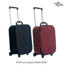 Kit Mala Bordo Pequena Viagem 10kg Padrão ANAC Rodinhas - T.King (2 peças) - T.King