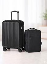 Kit Mala de Bordo 10 kg Abs 4 Rodas Dermond Mônaco Mochila Executiva para Notebook Preta Kit Mala de Bordo 10 kg Abs 4 Rodas Dermond Mônaco Mochila Executiva para Notebook Preta