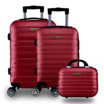 Kit Mala De Bordo 3 Unidades Com Frasqueira Allabard Roda 360 ABS 10kg Viagem Avião