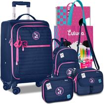 Kit Mala de Bordo Mochila Luluca Escolar Carrinho 360 Rodinhas Lançamento Kit Mala de Bordo Mochila Luluca Escolar Carrinho 360 Rodinhas Lançamento