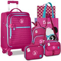 Kit Mala de Bordo Mochila Luluca Escolar Carrinho 360 Rodinhas Lançamento Kit Mala de Bordo Mochila Luluca Escolar Carrinho 360 Rodinhas Lançamento